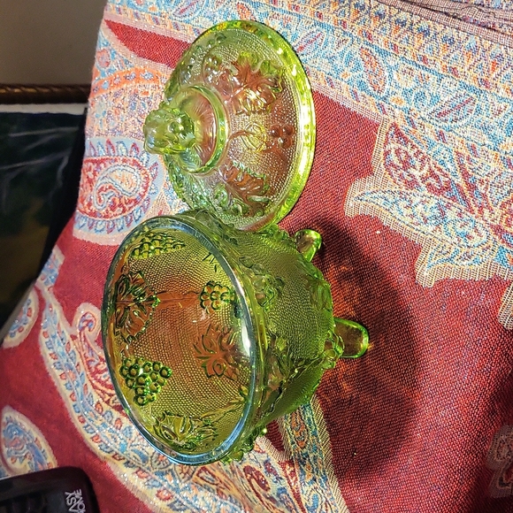 Jennette pressed glass footed candy dish - Picture 2 of 4
